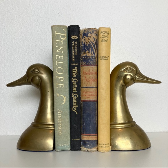 Vintage Midcentury Modern Brass Duck Bookends